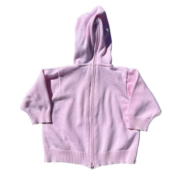 Vintage McBaby Easter Lamb Back Zip Hooded Pink Cardigan Size 3-6 Months - Picture 2 of 3